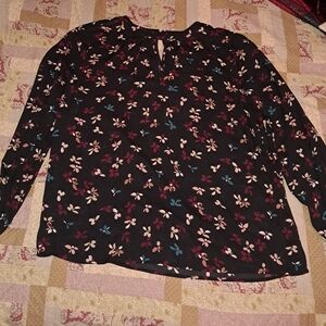 Maurices Dark Blouse with Floral Pattern
